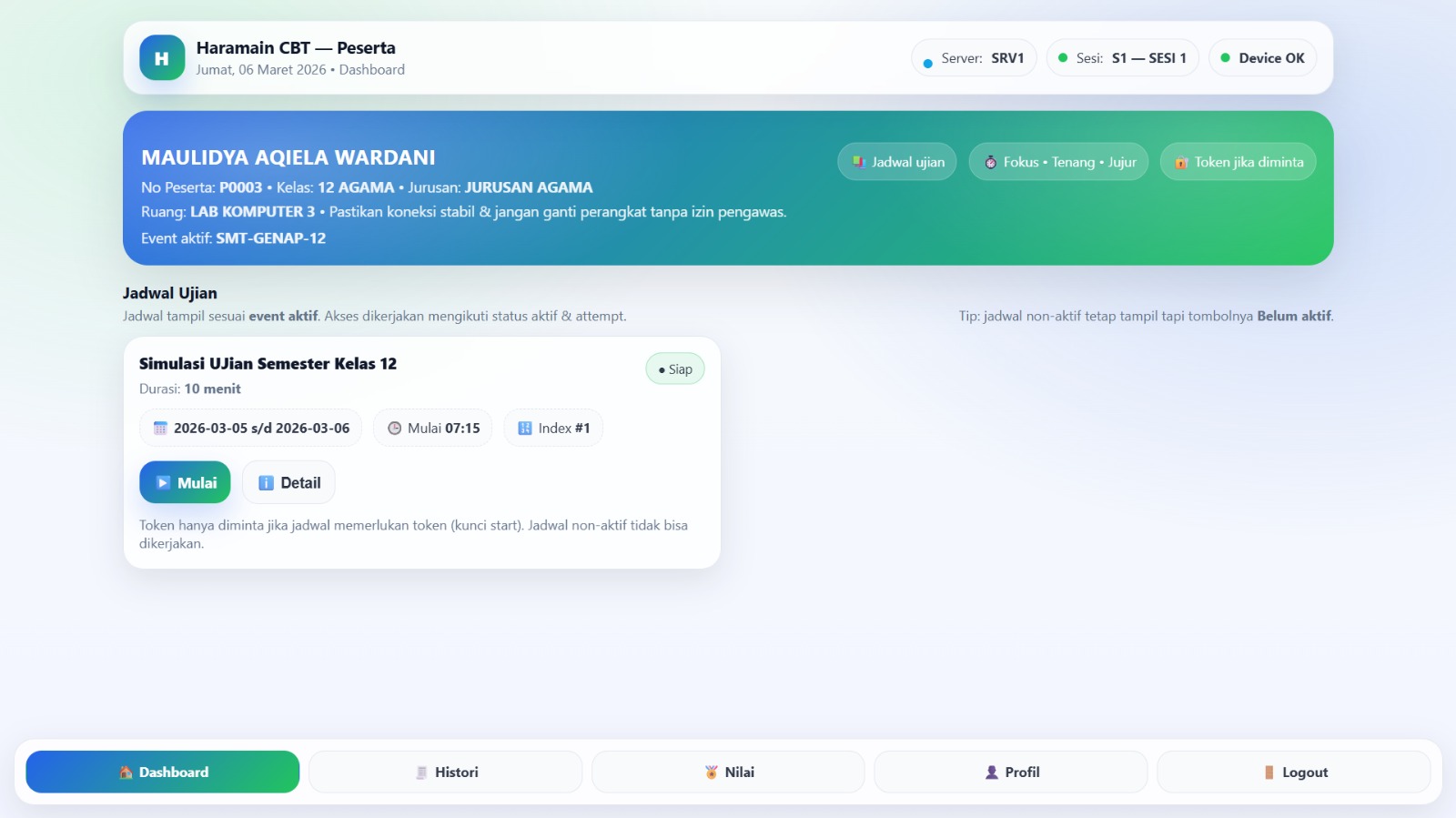 Dashboard Peserta